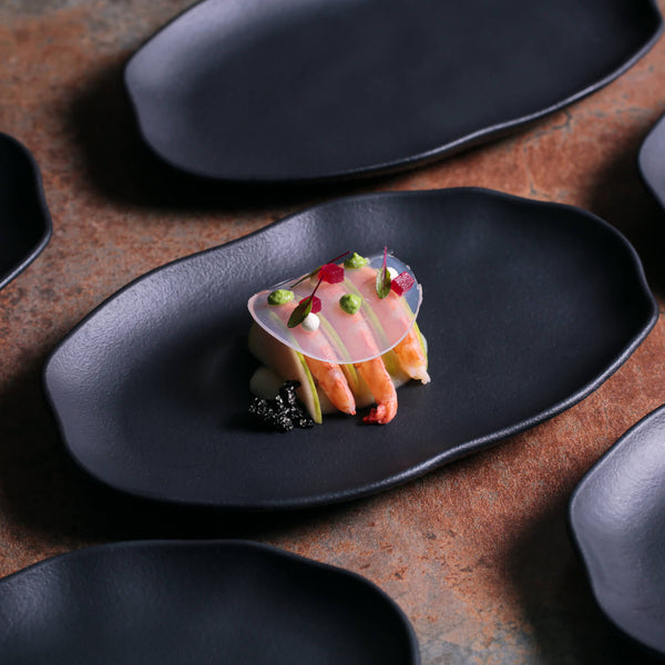 Matte Black - Shallow Bio Oval Platter Medium (Set of 4)