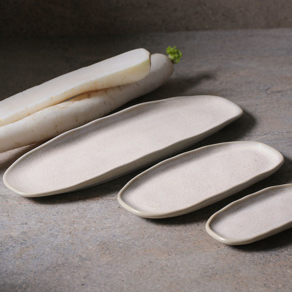 Latte - Shallow Organic Oval Platter Small (Set of 4)