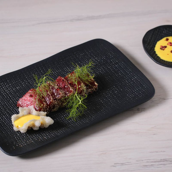 Matte Black - Rectangular Platter Medium Juta (Set of 4)