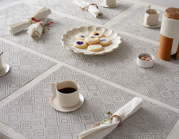Mosaic - Rectangle Placemats White Black (Set of 4)