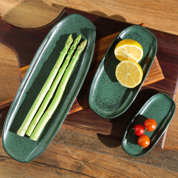 Greenery - Shallow Organic Oval Platter Small (Set of 4)