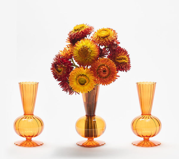Tess Bud - Amber Vase (Set of 3)
