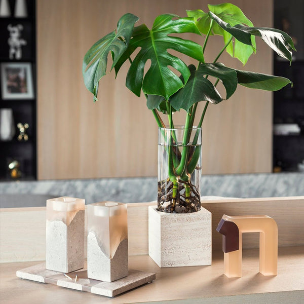 Mutual - Candle Holders Travertine (Set of 2)