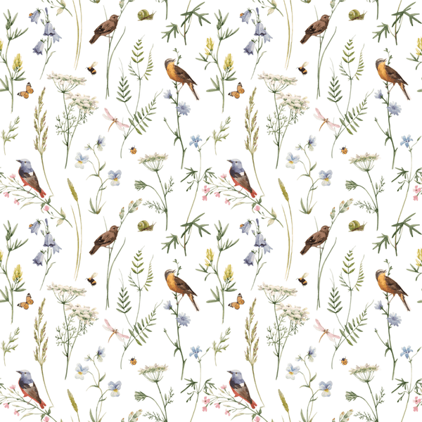 Garden - Watercolor White Round Inserts (Set of 8)