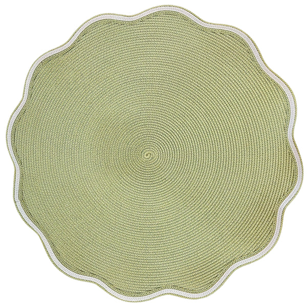 Piped - Round Oxford Placemat Moss / Canary (Set of 4)