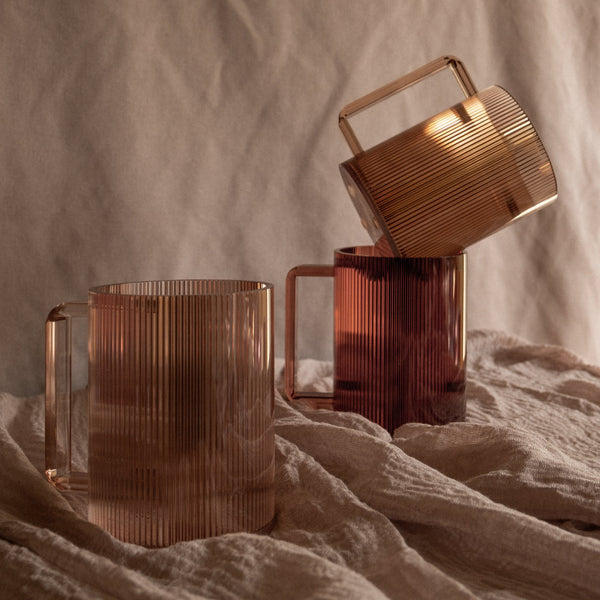 Netilat Yadayim Cup - Auburn Ribbed Acrylic