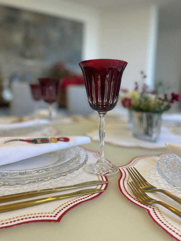Water Goblet Stripes Red (Set of 6)