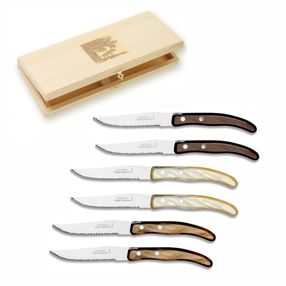 Berlingot - Box Steak Knives - Resina Handle Mixed Brown (Set of 6)