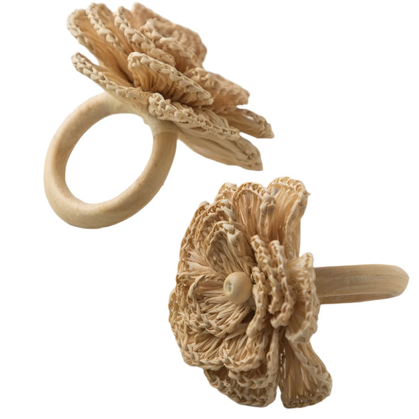 Buriti - Flower Natural Napkin Rings (Set of 4)