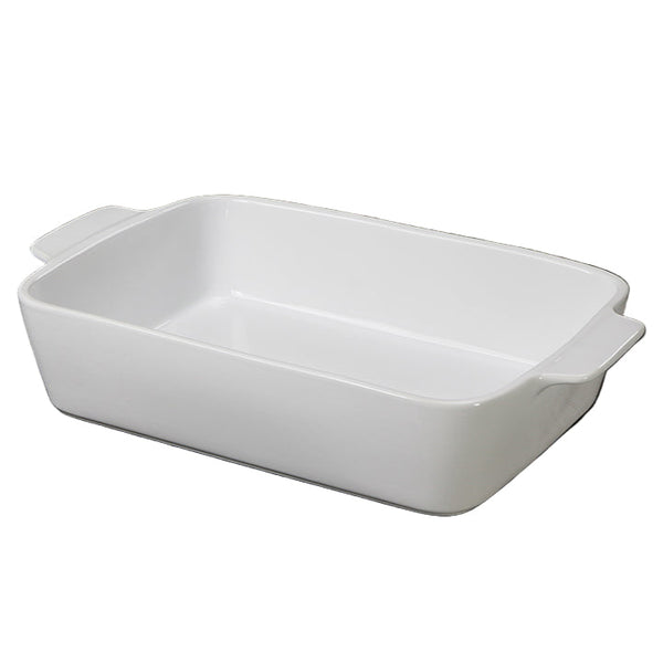 Rectangular Medium Casserole Stoneware Roaster White 2QT