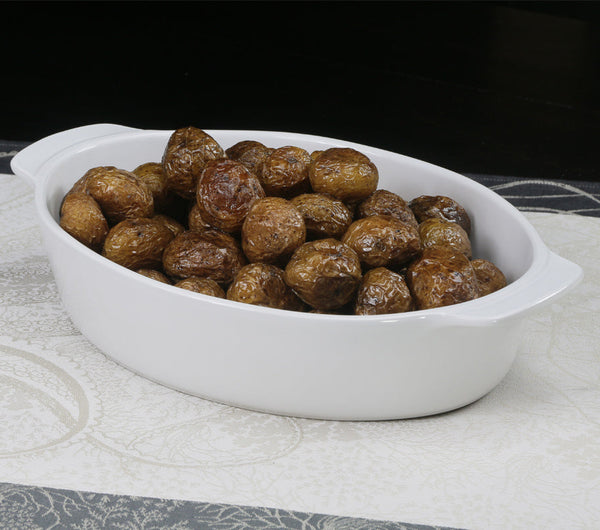 Oval Medium Casserole Stoneware Roaster White 3QT