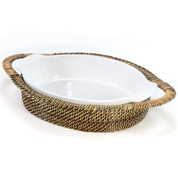 Oval Medium Casserole Basket with Stoneware Roaster