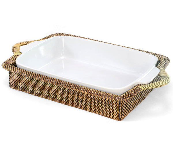 Rectangular Large Casserole Basket with Stoneware Roaster