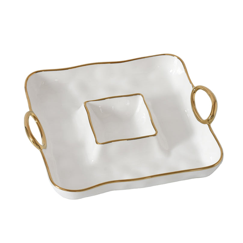 White and Gold - Square Chip & Dip