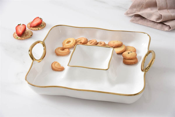 Golden Handles - White and Gold - Square Chip & Dip