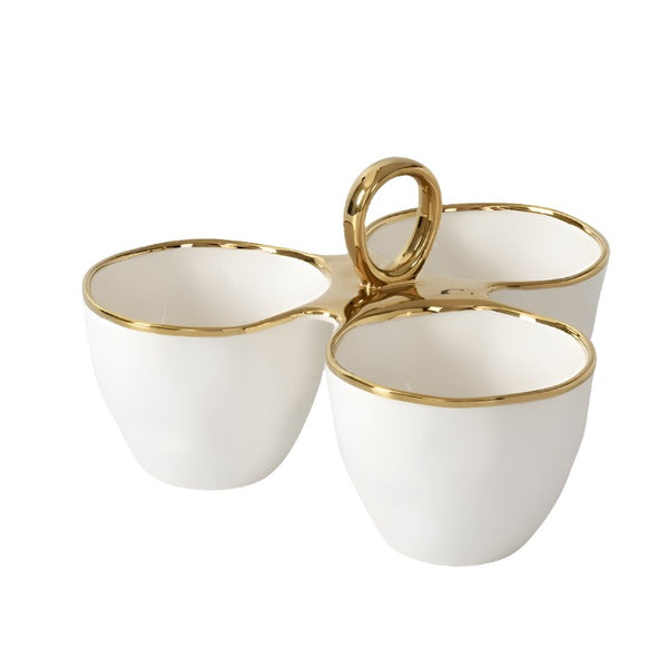 Golden Handles - White and Gold - 3 Part Server