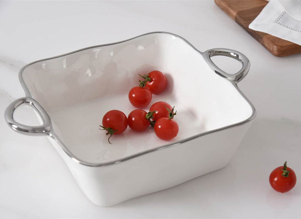 Handles with Style - White and Silver - Square Baking Dish
