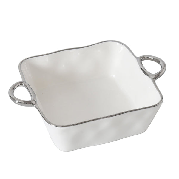 Handles with Style - White and Silver - Square Baking Dish