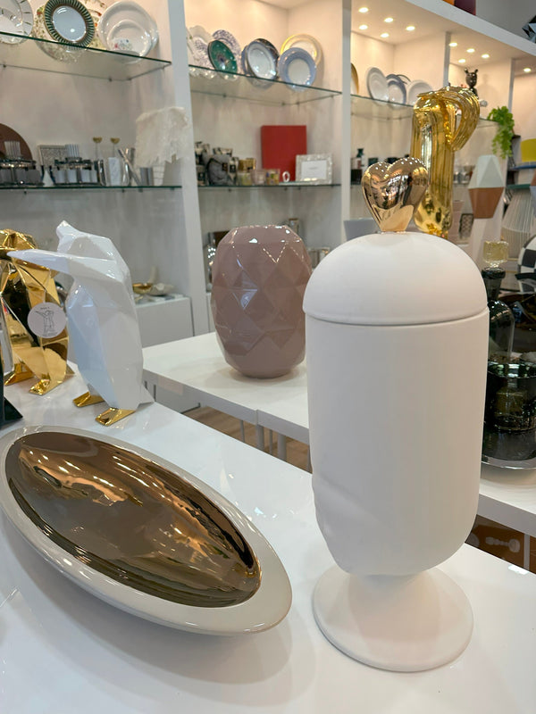 Clara - Sister Satin White / Glossy Gold Heart