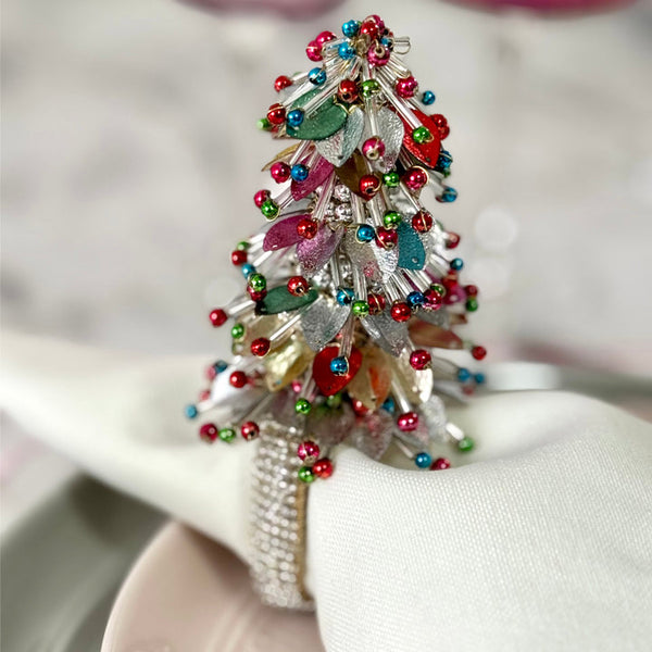 Christmas Tree - Beads Napkin Rings (Set of 4)