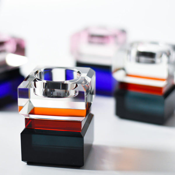 Block - Tealight Holders Black / Amber