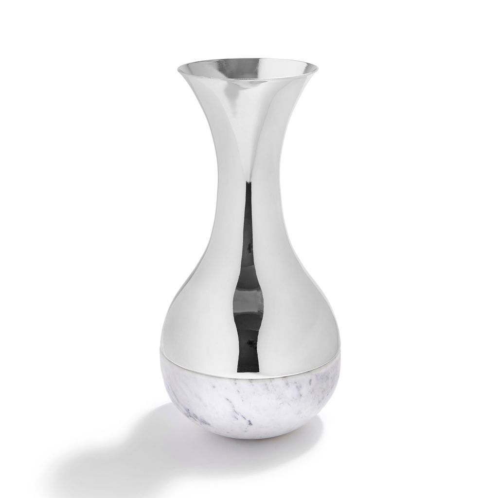 Coluna - Dual Vase Marble & Silver