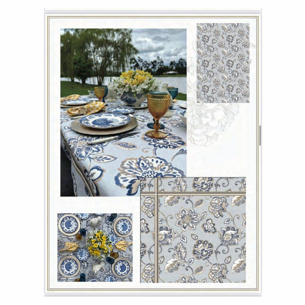 Paisley - Tablecloth F151 Blue 106"x60"