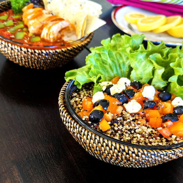 Round Bowl Serving Dish with Glass Bowls (Set of 2)