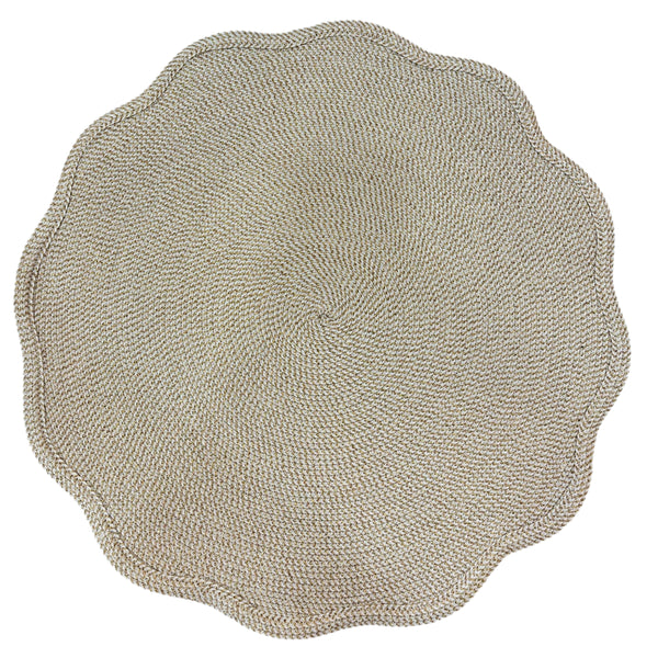 Glimmer - Round Scallop Placemat Gold / White (Set of 4)