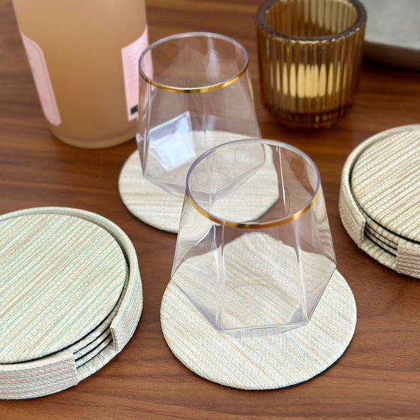 Grasscloth - Round Coaster Latte (Set of 4)