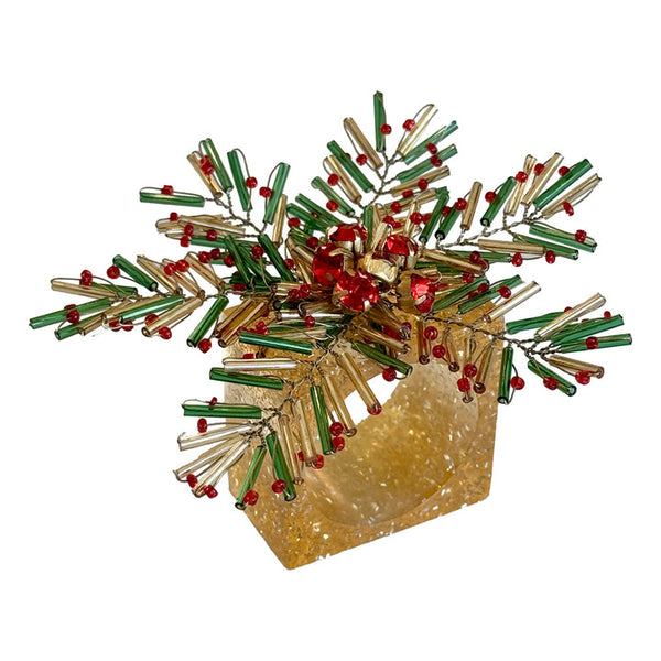 Holly Burst - Beads Napkin Rings (Set of 4)