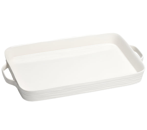 Le Blanc - White - Rectangular Tray with Handles