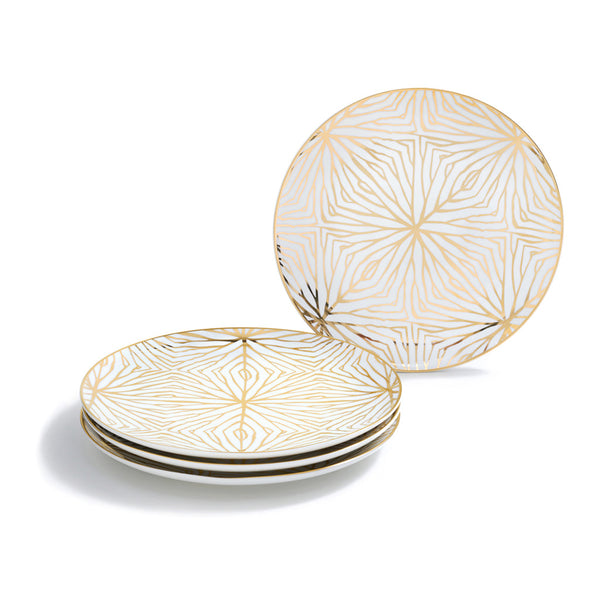 Talianna - Lily Pad Plates White & Gold (Set of 4)