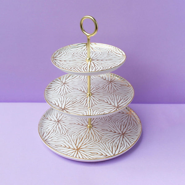 Talianna - Lilypad 3-Tiered Stand White / Gold