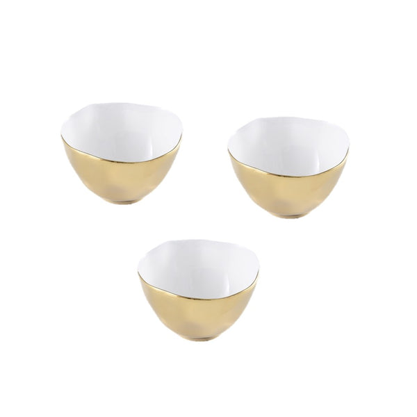 Moonlight - White and Gold - Snack Bowl (Set of 3)