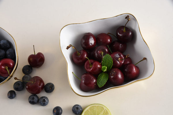 Moonlight - White and Gold - Square Snack Bowl
