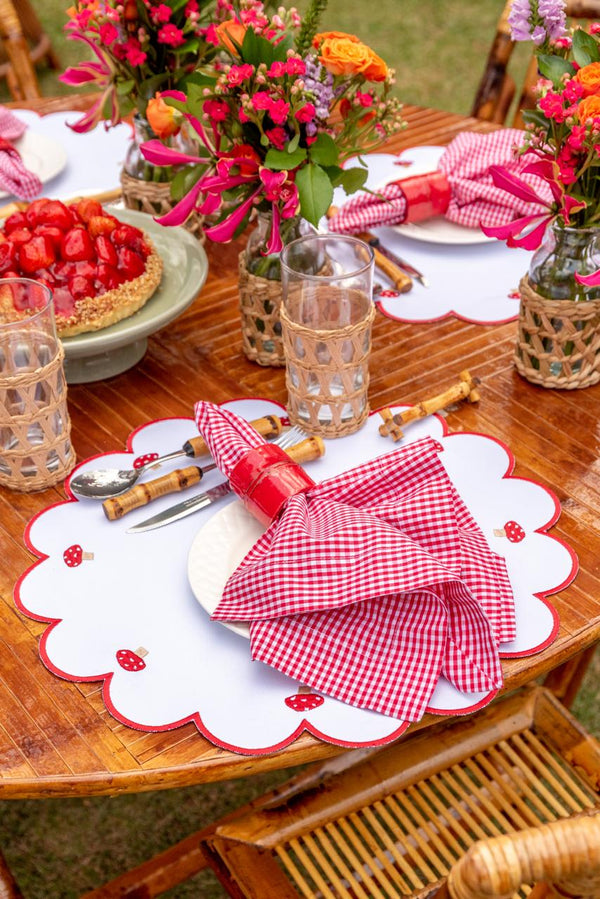 Mushroom - Impermeable Red Placemats (Set of 4)