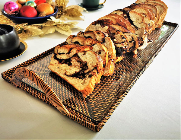 Rectangular Cocktail Serving Tray with Glass