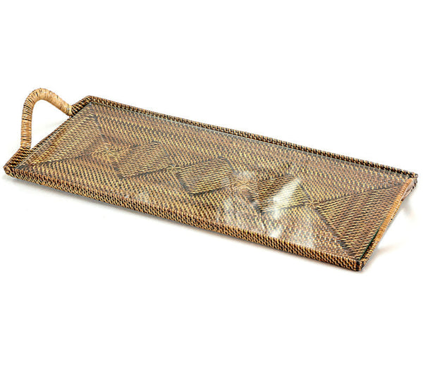 Rectangular Cocktail Serving Tray with Glass