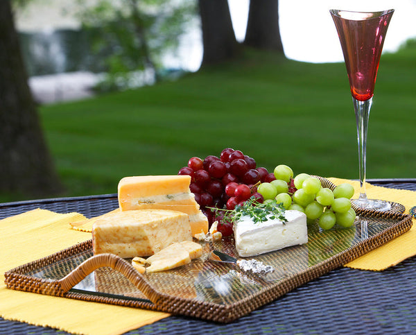 Rectangular Serving Cheese Tray with Glass Medium
