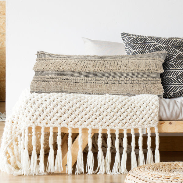Gray Over Tufted Farmhouse Throw Pillow Rectangle