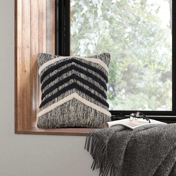 Black Pinstripe Throw Pillow Square