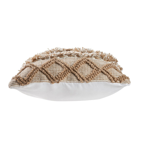 Neutral Soft Pom Pom Geometric Indoor Outdoor Throw Pillow  Square