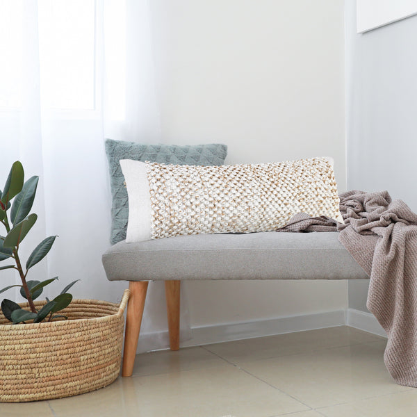 Bohemian Farmhouse Textured Knot Lumbar Throw Pillow Rectangle