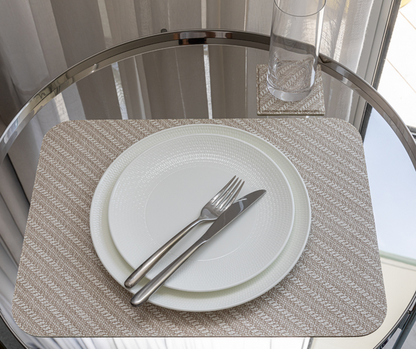 St Tropez - Reversible Placemats Diagonal Grey / Ivory (Set of 4)
