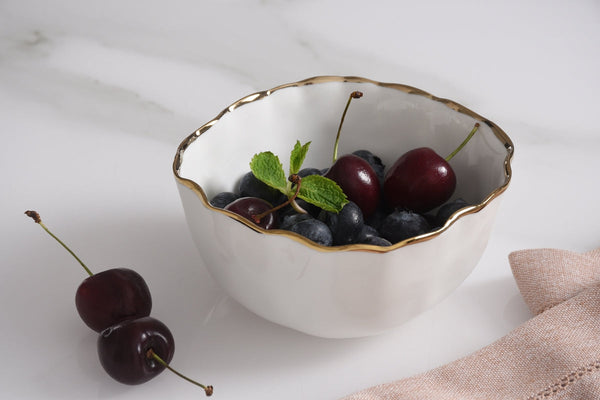 Portofino - White and Gold - Snack Bowl (Set of 2)