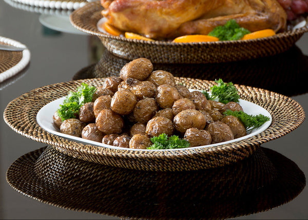 Oval Serving Tray Platter with White Laminated Glass