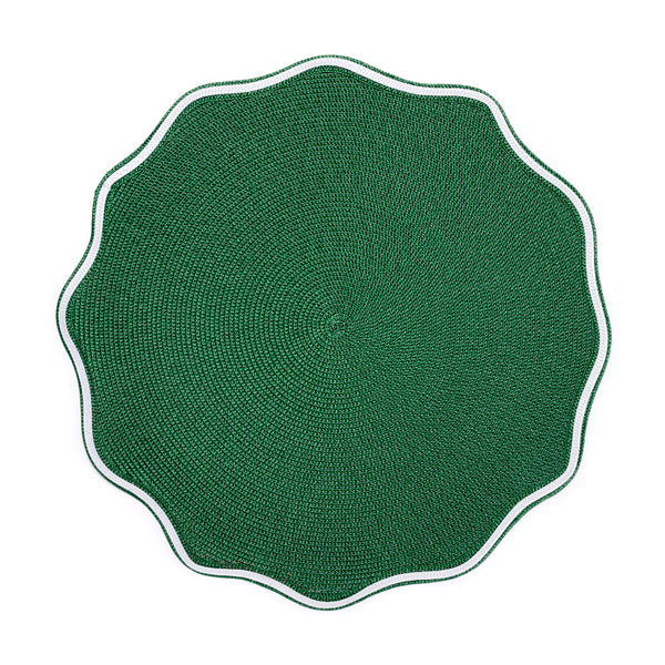Piped - Round Oxford Placemat Pine (Set of 4)