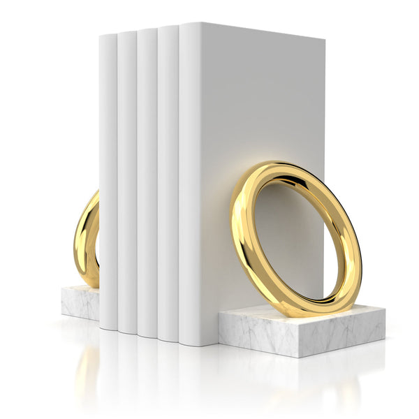 Ring - Bookends Marble & Gold (Set of 2)