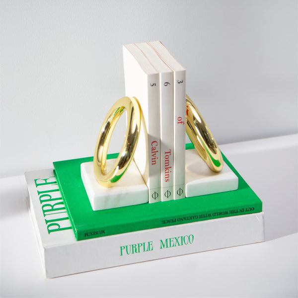 Ring - Bookends Marble & Gold (Set of 2)
